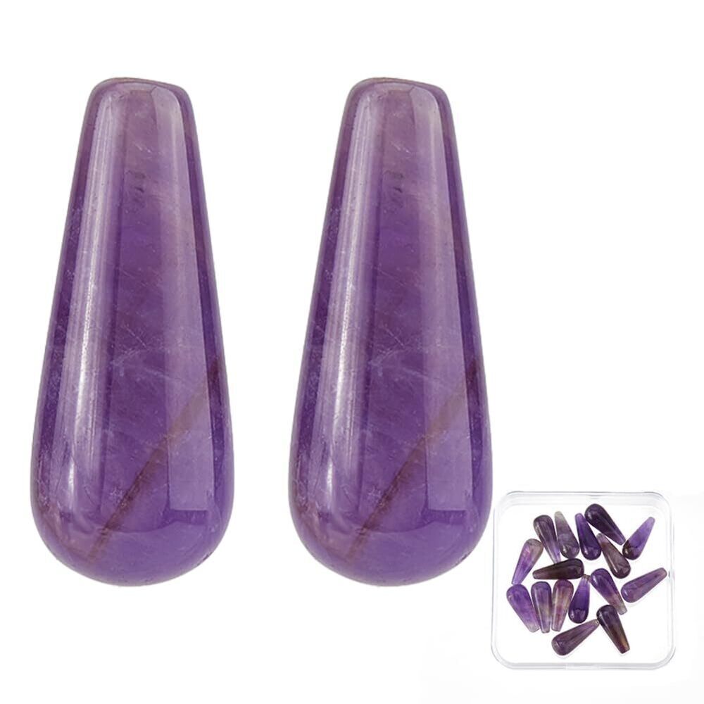 6778 16PCS Natural Amethyst Half Drilled Beads Gemstone Teardrop Charms